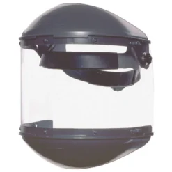 Fibre-Metal by Honeywell Ratchet Dual 4 inch Crown High Performance Face Shield System, Clear Visor, Gray Noryl Chin Guard - FM400DCCL