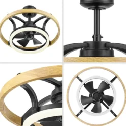 Honeywell Acklen Indoor Fandelier Modern Ceiling Fan with Color Changing Technology and Remote Control - 21 Inch, Matte Black