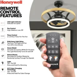 Honeywell Acklen Indoor Fandelier Modern Ceiling Fan with Color Changing Technology and Remote Control - 21 Inch, Matte Black