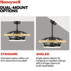 Honeywell Acklen Indoor Fandelier Modern Ceiling Fan with Color Changing Technology and Remote Control - 21 Inch, Matte Black