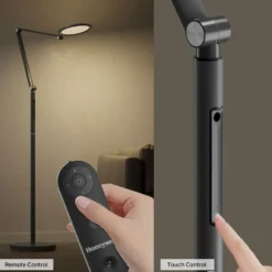 Honeywell Adjustable Modern Floor Lamp with Remote and Eye Protection, 2700k-5700k Color Temperature and 5 Brightness Levels, Black - HWL-F01BK