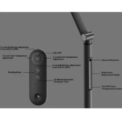 Honeywell Adjustable Modern Floor Lamp with Remote and Eye Protection, 2700k-5700k Color Temperature and 5 Brightness Levels, Black - HWL-F01BK