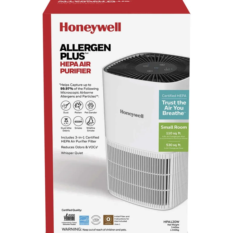 Honeywell Allergen Plus HEPA Air Purifier - White, HPA120W