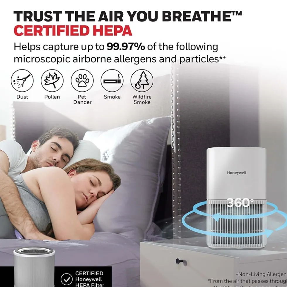 Honeywell Allergen Plus HEPA Air Purifier - White, HPA120W