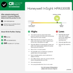 Honeywell Allergen Plus HEPA Home Air Purifier for Extra Large Rooms - Black, HPA5300B