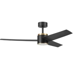 Honeywell Altan Indoor or Covered Outdoor Ceiling Fan with Adjustable LED Light, 52-Inch, Matte Black and Brushed Gold - 53056-03