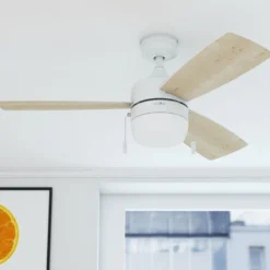 Honeywell Barcadero 3-Blade Ceiling Fan with Light, Bright White, 44-Inch - 51475