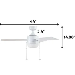 Honeywell Barcadero 3-Blade Ceiling Fan with Light, Bright White, 44-Inch - 51475