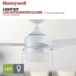 Honeywell Barcadero 3-Blade Ceiling Fan with Light, Bright White, 44-Inch - 51475