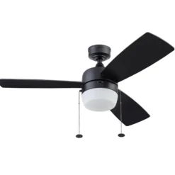 Honeywell Barcadero 3-Blade Ceiling Fan with Light, Matte Black, 44-Inch - 51476