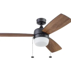 Honeywell Barcadero 3-Blade Ceiling Fan with Light, Matte Black, 44-Inch - 51476