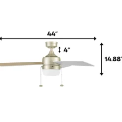 Honeywell Barcadero 3-Blade Ceiling Fan with Light, Champagne, 44-Inch - 51625