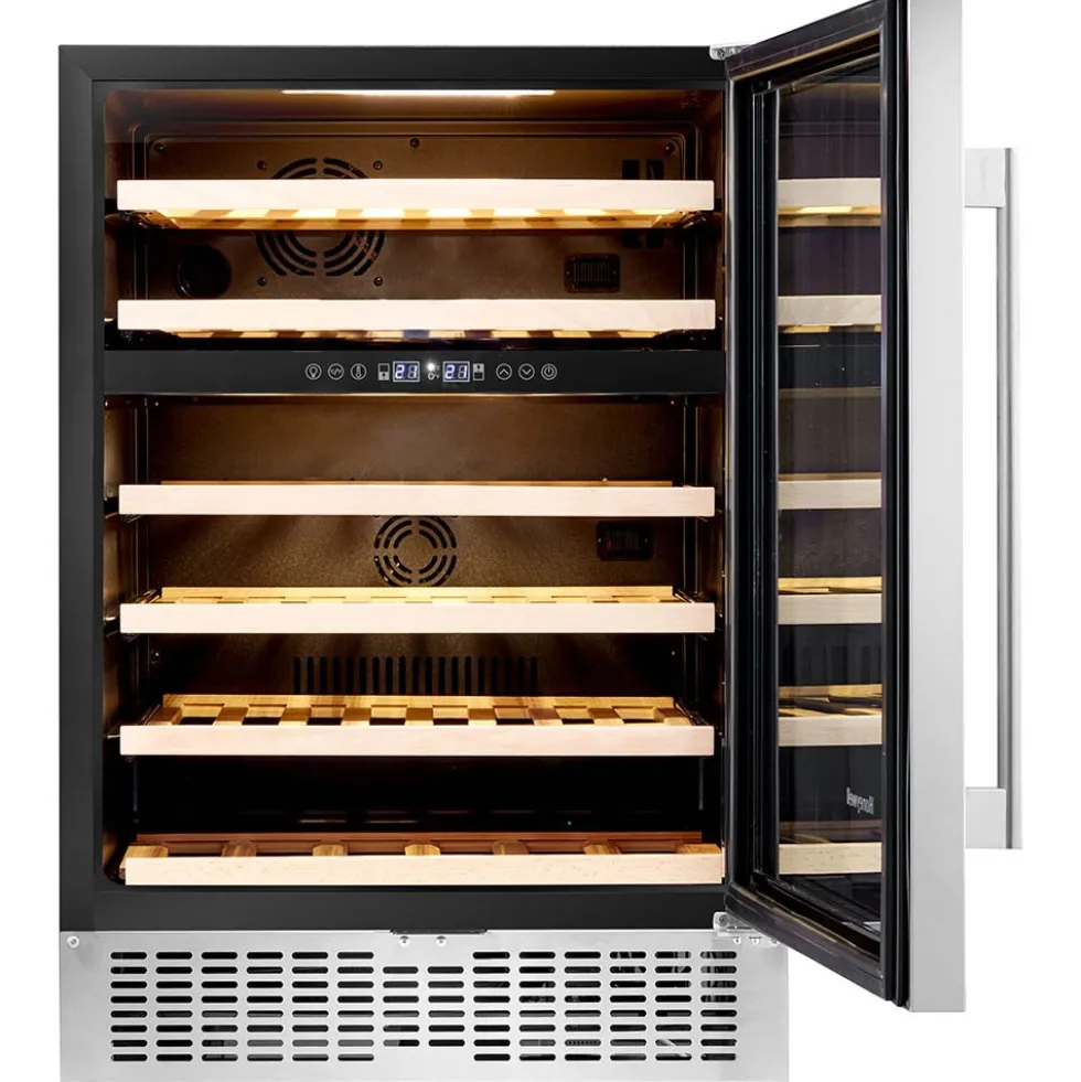 Honeywell 46 Bottle Dual Zone Compressor Wine Fridge with Touch Digital Temperature Control, Stainless Steel - H46WCS