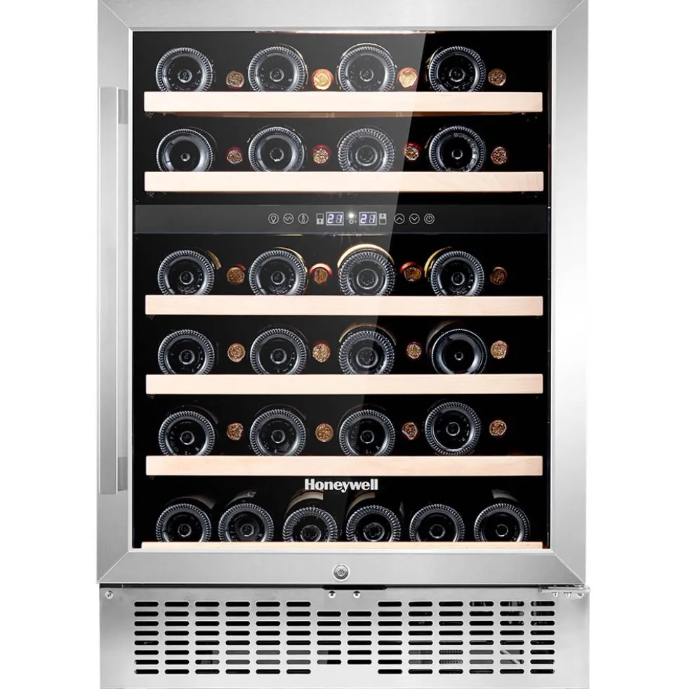 Honeywell 46 Bottle Dual Zone Compressor Wine Fridge with Touch Digital Temperature Control, Stainless Steel - H46WCS