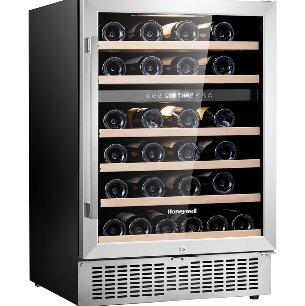 Honeywell 46 Bottle Dual Zone Compressor Wine Fridge with Touch Digital Temperature Control, Stainless Steel - H46WCS