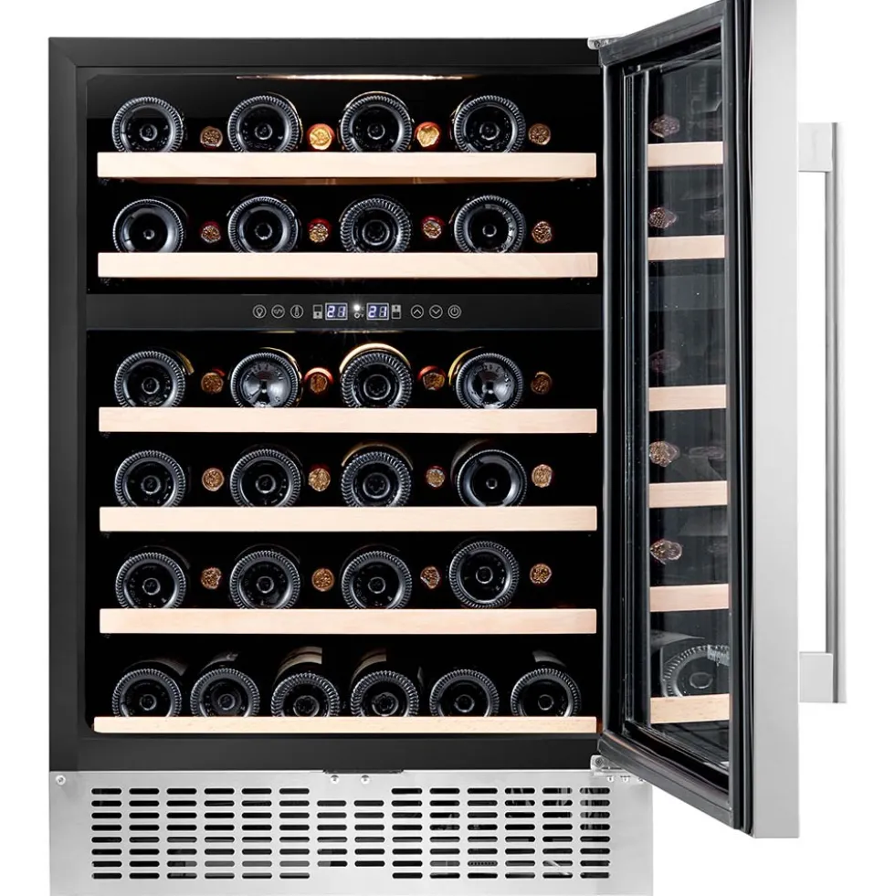 Honeywell 46 Bottle Dual Zone Compressor Wine Fridge with Touch Digital Temperature Control, Stainless Steel - H46WCS