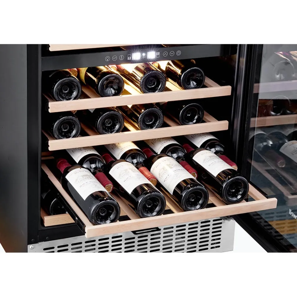 Honeywell 46 Bottle Dual Zone Compressor Wine Fridge with Touch Digital Temperature Control, Stainless Steel - H46WCS