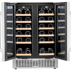 Honeywell 36 Bottle Dual Zone Under Counter Wine Cooler Fridge with Digital Temperature Control, Stainless Steel - H36WCS