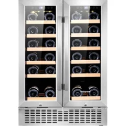Honeywell 36 Bottle Dual Zone Under Counter Wine Cooler Fridge with Digital Temperature Control, Stainless Steel - H36WCS