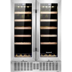 Honeywell 36 Bottle Dual Zone Under Counter Wine Cooler Fridge with Digital Temperature Control, Stainless Steel - H36WCS