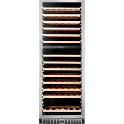 Honeywell 154 Bottle Large Dual Zone Wine Cooler Fridge with Digital Temperature Control, Stainless Steel - H154WCS