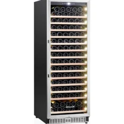 Honeywell 165 Bottle Large Freestanding Wine Cooler Refrigerator with Digital Wine Fridge Temperature Control, Stainless Steel - H165WCS