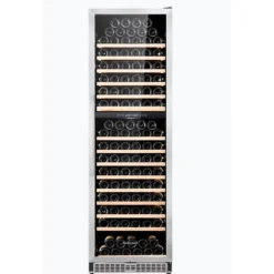 Honeywell 174 Bottle Large Freestanding Dual Zone Compressor Wine Cooler Refrigerator with Touch Controls, Stainless Steel - H174WCS