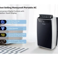 Honeywell 11,000 BTU Portable Air Conditioner, Dehumidifier and Fan - Black and Silver, MN1CFS8