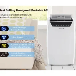 Honeywell 14,000 BTU Portable Air Conditioner, Dehumidifier and Fan, White, MN4CFSWW9
