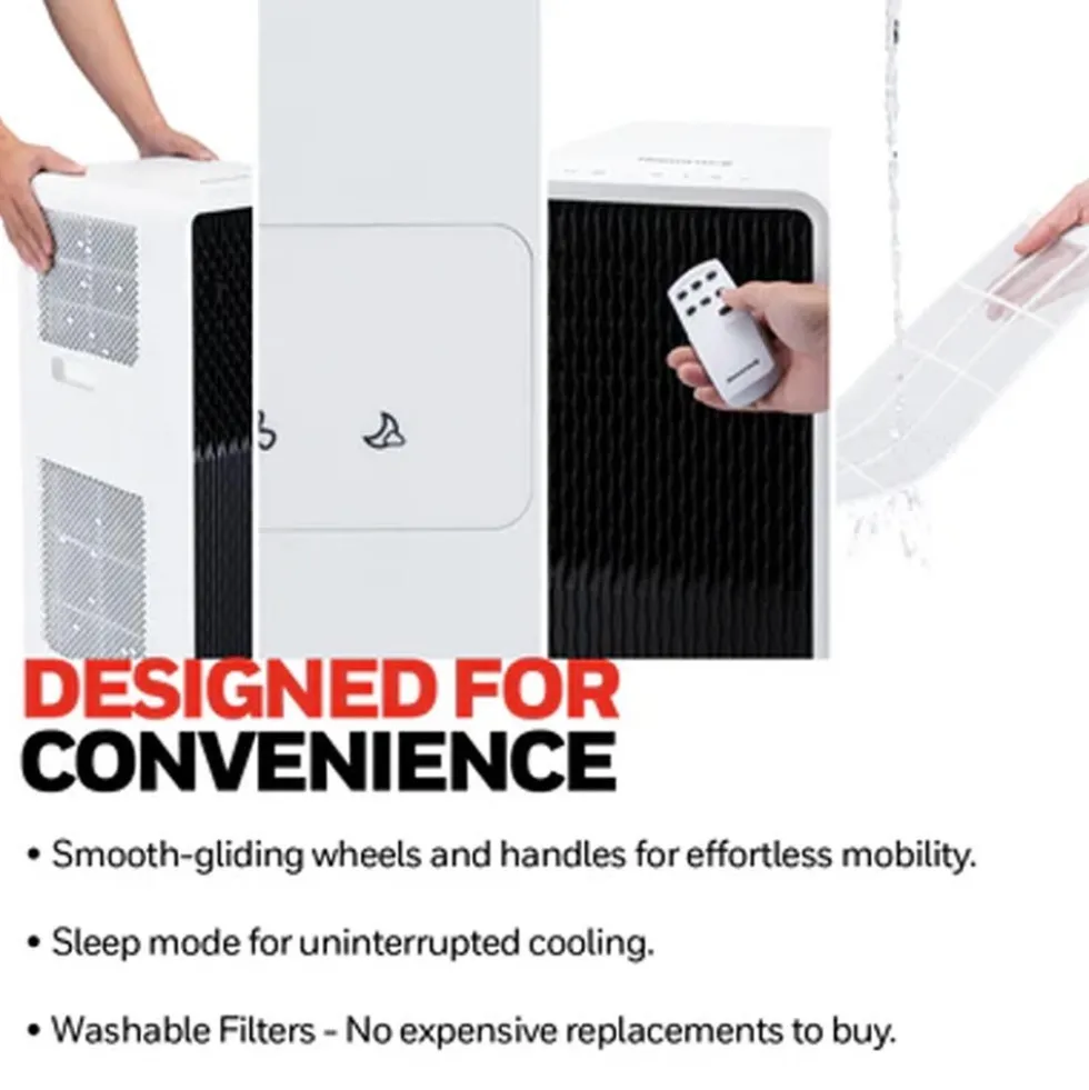 Honeywell 10,000 BTU Slim and Smart WiFi Portable Air Conditioner with Fan, Dehumidifier, and Alexa/Google Home Voice Control, HX4CESVWG0