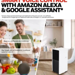 Honeywell 10,000 BTU Slim and Smart WiFi Portable Air Conditioner with Fan, Dehumidifier, and Alexa/Google Home Voice Control, HX4CESVWG0