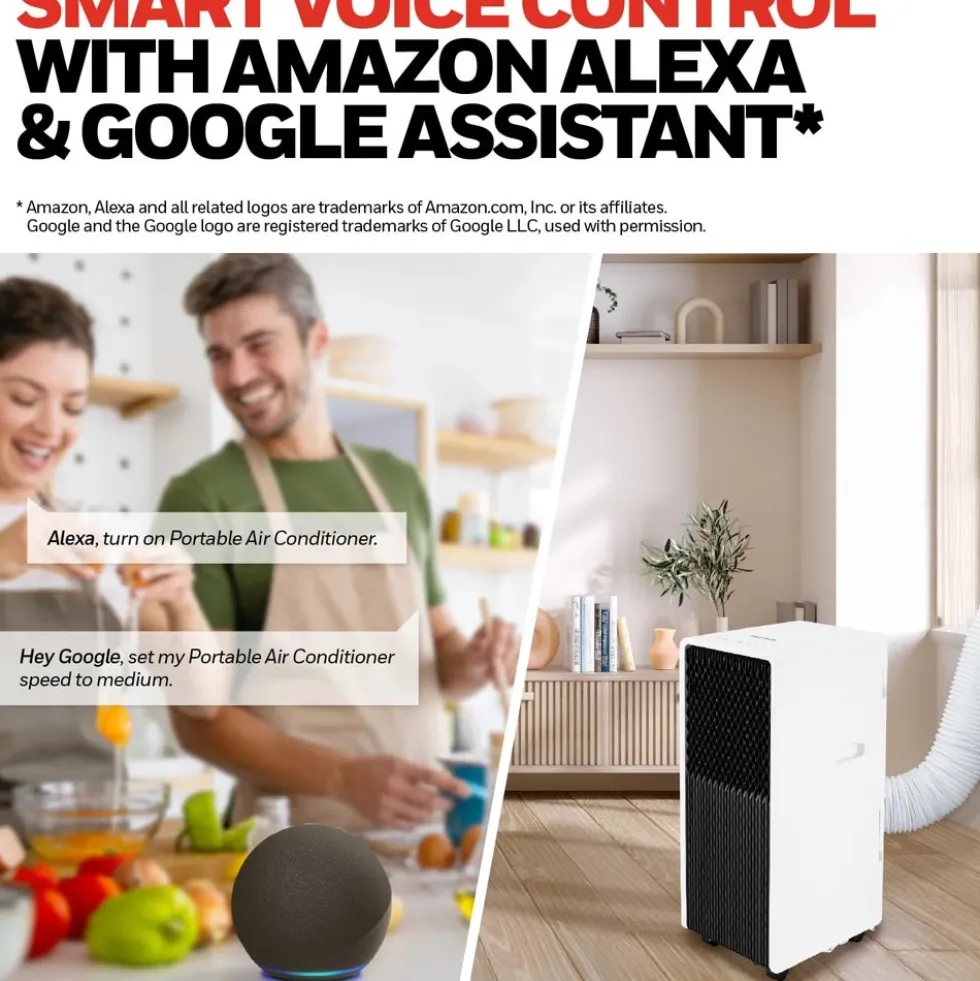 Honeywell 10,000 BTU Slim and Smart WiFi Portable Air Conditioner with Fan, Dehumidifier, and Alexa/Google Home Voice Control, HX4CESVWG0