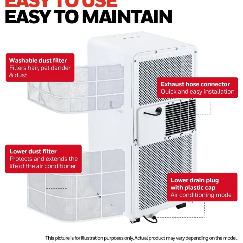 Honeywell 10,000 BTU Slim and Smart WiFi Portable Air Conditioner with Fan, Dehumidifier, and Alexa/Google Home Voice Control, HX4CESVWG0