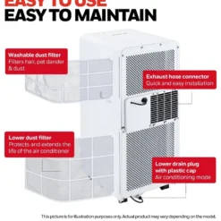 Honeywell 10,000 BTU Slim Portable Air Conditioner with Fan and Dehumidifier, HX4CESAWG0