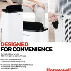 Honeywell 14,000 BTU Smart Portable Air Conditioner, Fan and Dehumidifier with WiFi and Google/Alexa Voice Control, HT4CESVWK0