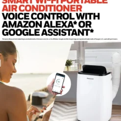 Honeywell 14,000 BTU Smart Portable Air Conditioner, Fan and Dehumidifier with WiFi and Google/Alexa Voice Control, HT4CESVWK0