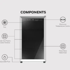 Honeywell 116 Can Cooler and Beverage Refrigerator with Glass Door, Stainless Steel - H115BCS