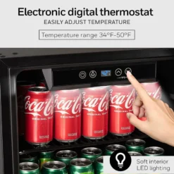 Honeywell 116 Can Cooler and Beverage Refrigerator with Glass Door, Stainless Steel - H115BCS