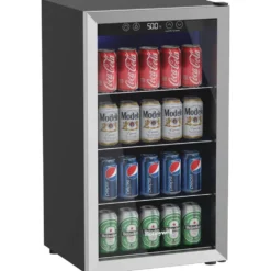 Honeywell 116 Can Cooler and Beverage Refrigerator with Glass Door, Stainless Steel - H115BCS