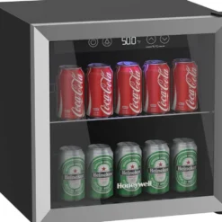 Honeywell 48 Can Cooler and Beverage Refrigerator with Glass Door, Stainless Steel - H48BCS