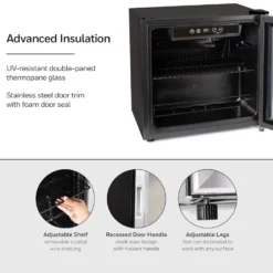 Honeywell 48 Can Cooler and Beverage Refrigerator with Glass Door, Stainless Steel - H48BCS