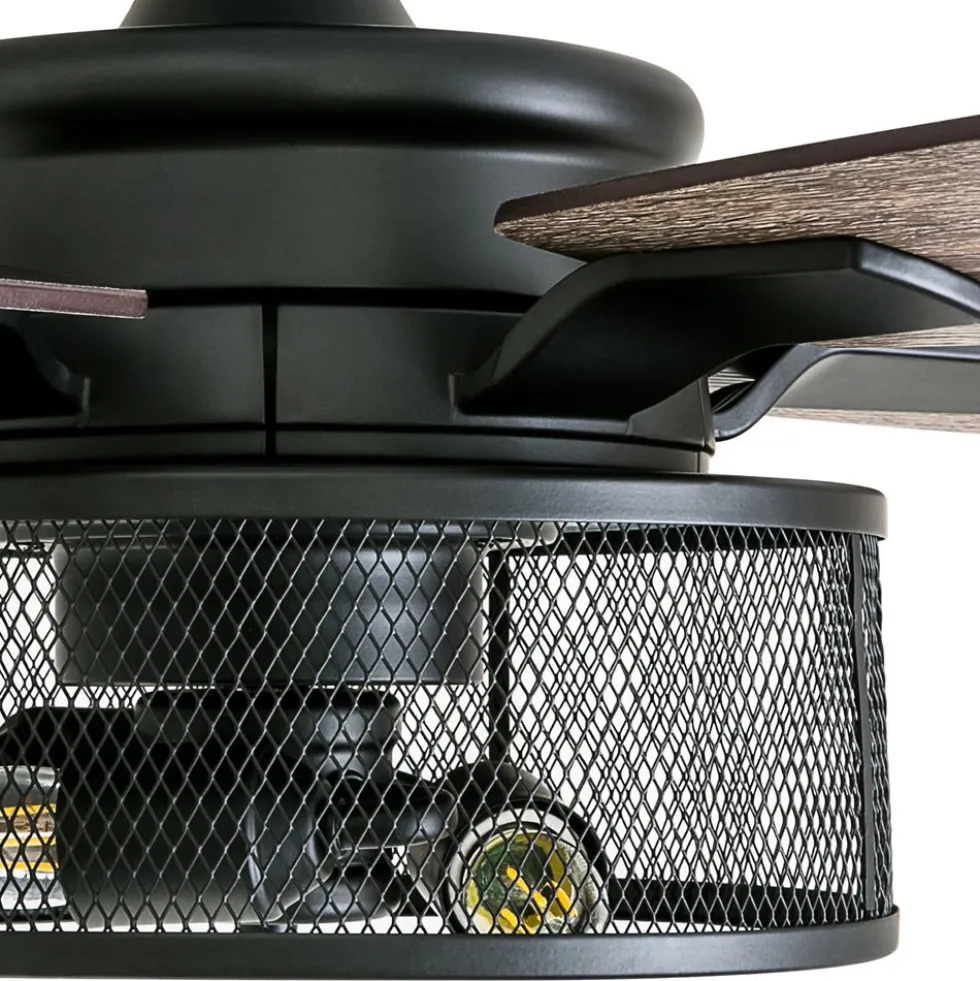 Honeywell Carnegie Farmhouse LED Ceiling Fan with Lights, Matte Black, 52-Inch - 50614