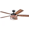 Honeywell Carnegie Rustic Chic Ceiling Fan, Matte Black/Copper, 52-Inch- 51459