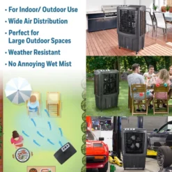 Honeywell CO810PM Outdoor Weatherproof Evaporative Air Cooler and Fan, 2800 CFM for Large Spaces - 19 Gallon Tank, Black
