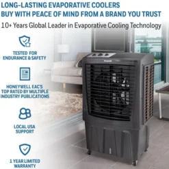 Honeywell CO810PM Outdoor Weatherproof Evaporative Air Cooler and Fan, 2800 CFM for Large Spaces - 19 Gallon Tank, Black