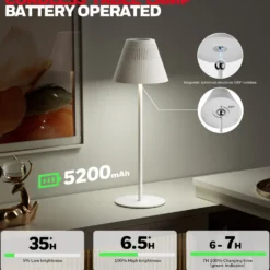 Honeywell Cordless LED Table Lamp with Rechargeable Battery, Color Changing and Touch Controls, White HWT-M1W