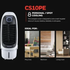 Honeywell CS10PE Spot Evaporative Air Cooler with Detachable Tank, 459 CFM for Small Spaces - White