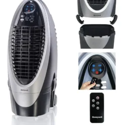 Honeywell CS10XE Evaporative Air Cooler for Indoor Use, 300 CFM - 2.6 Gallon Tank, White-Gray
