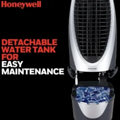 Honeywell CS10XE Evaporative Air Cooler for Indoor Use, 300 CFM - 2.6 Gallon Tank, White-Gray