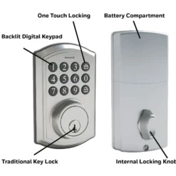 Honeywell Digital Deadbolt Door Lock with Electronic Keypad in Matte Black, 8635028